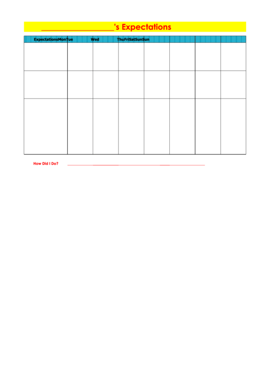 Behaviour Chart For A Week Printable pdf