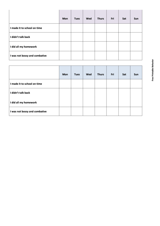 Preteen Teen Specific Behaviors Printable pdf