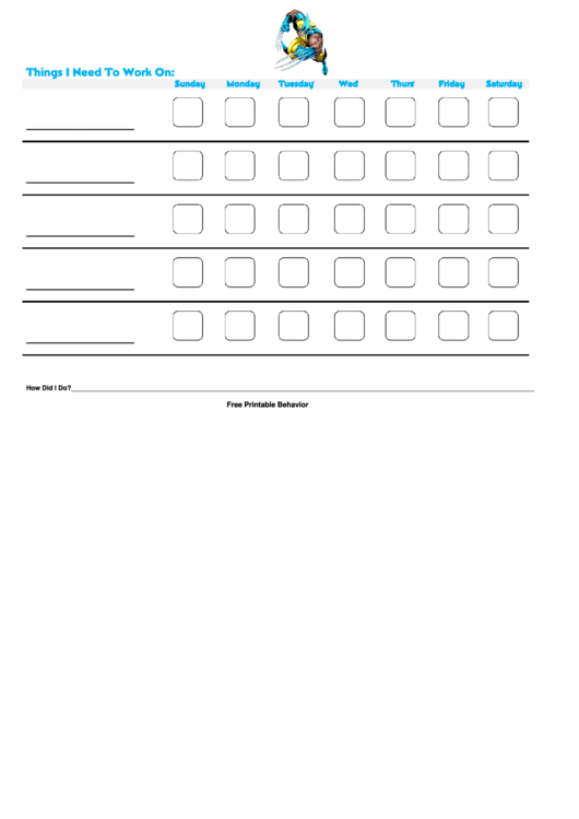 Wolverine Behavior Chart Printable pdf