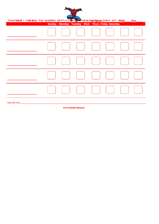 Spider Man Behavior Chart Printable pdf