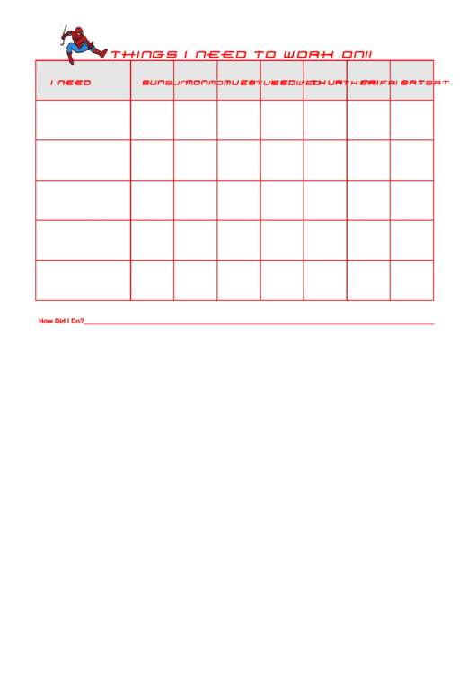 Behavior Chart Spiderman Printable pdf