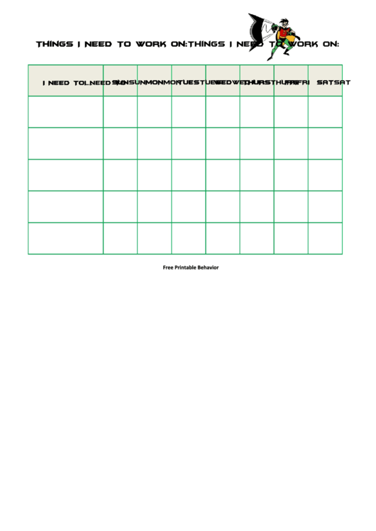 Robin Behavior Chart Printable pdf