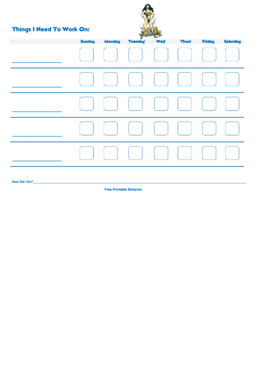 Wonder Woman Behavior Chart Printable pdf