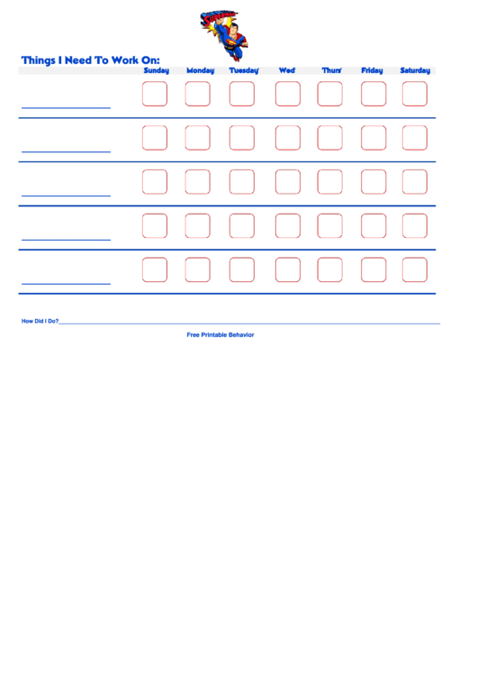 Superman Behavior Chart Printable pdf