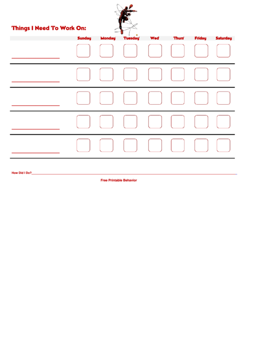 Daredevil Behavior Chart Printable pdf