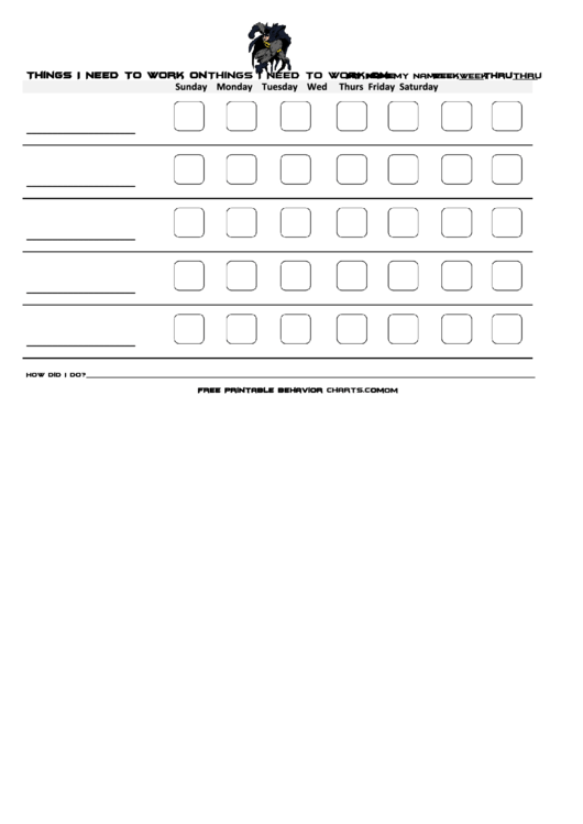 Batman Behavior Chart Printable pdf