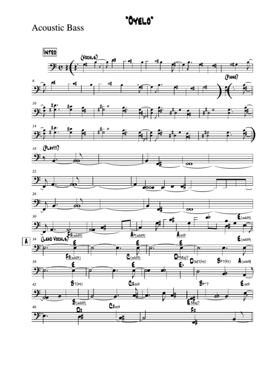 Oyelo Acoustic Bass M. Zenon Sheet Music Printable pdf