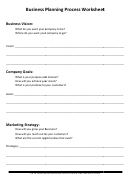 Business Planning Process Worksheet