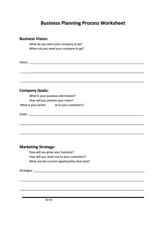 Business Planning Process Worksheet printable pdf download