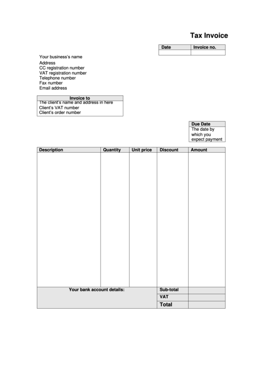Tax Invoice Template Printable pdf