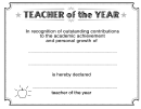 Teacher Of The Year Certificate Of Achievement Template