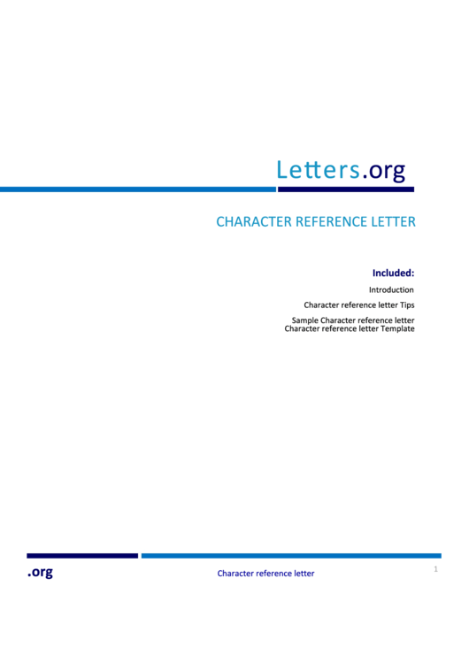Character Reference Letter Printable pdf