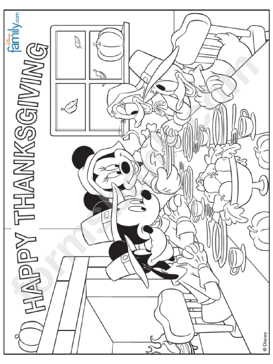 Mickey Mouse Thanksgiving Coloring Sheet