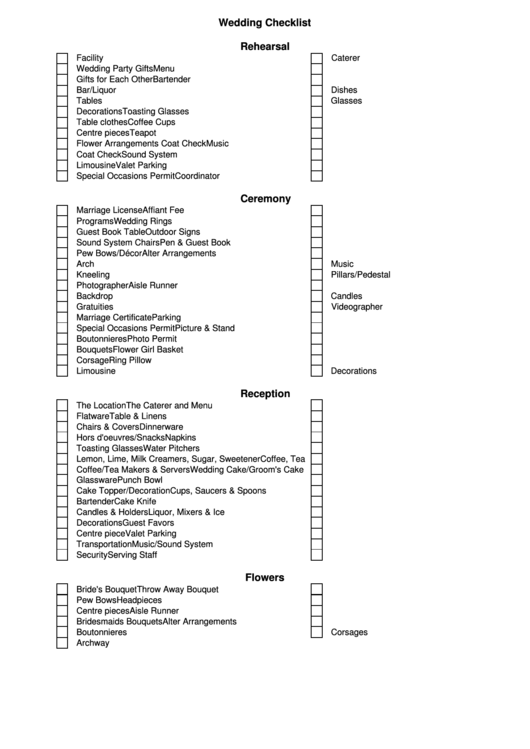 Wedding Checklist 3 Printable pdf