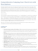 Fillable Comprehensivecampinggearchecklistwith Descriptions Printable pdf