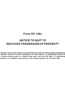 Form Dc 100c Notice To Quit To Recover Possession Of Property