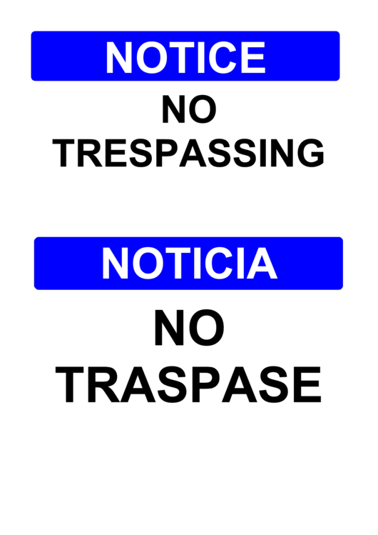 Notice No Trespassing Printable pdf