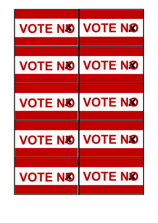 Vote No Red Sign Palm Cards Template Printable pdf
