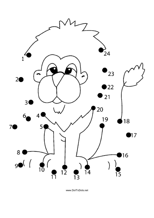 Lion Dot-To-Dot Sheet printable pdf download
