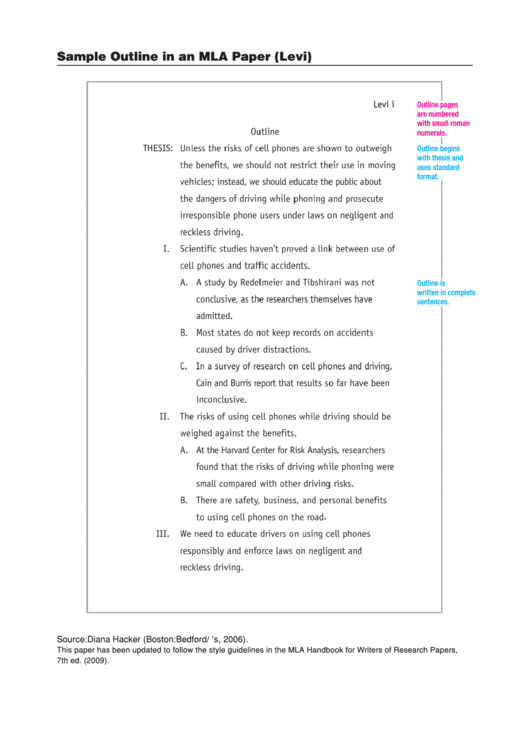 Sample Outline In An Mla Paper Printable pdf