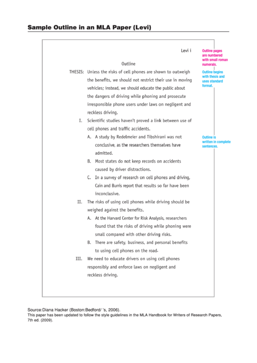 Sample Outline In An Mla Paper