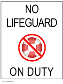 No Lifeguard Sign Template