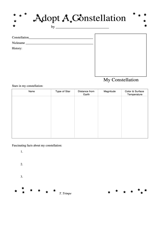 Adopt A Constellation Printable pdf