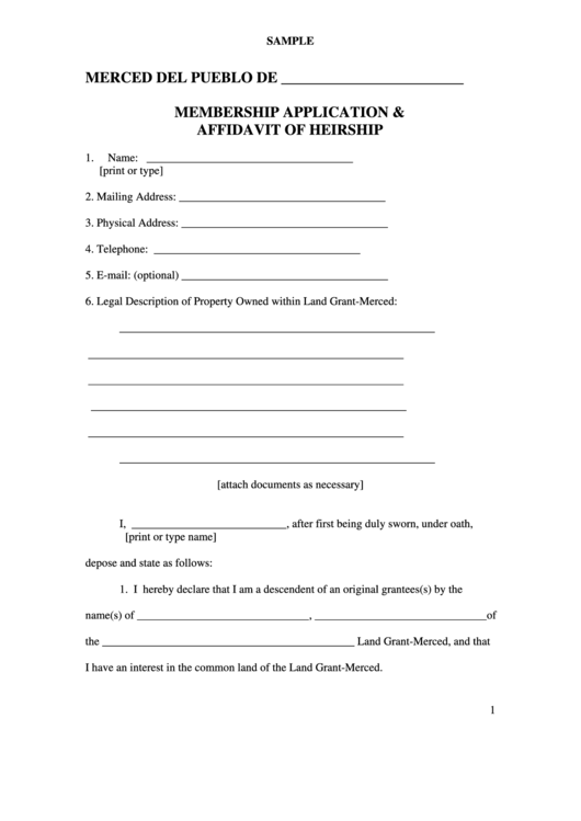 Sample Affidavit Of Heirship Form Printable pdf