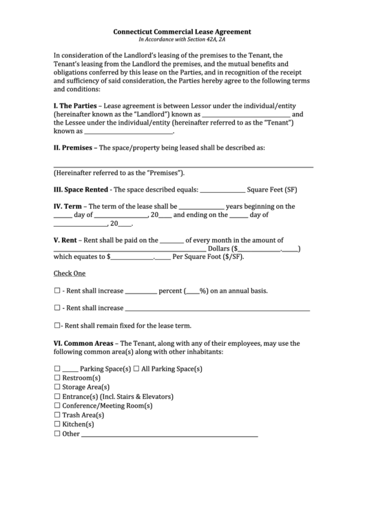 Fillable Connecticut Commercial Lease Agreement Template Printable pdf