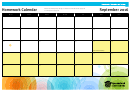 Homework Calendar Template - September 2016 - December 2017