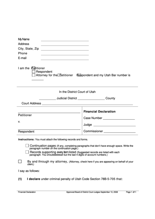 Financial Declaration Printable pdf