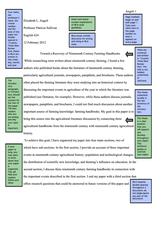 Sample Mla Research Paper - "Toward A Recovery Of Nineteenth Century Farming Handbooks" Printable pdf