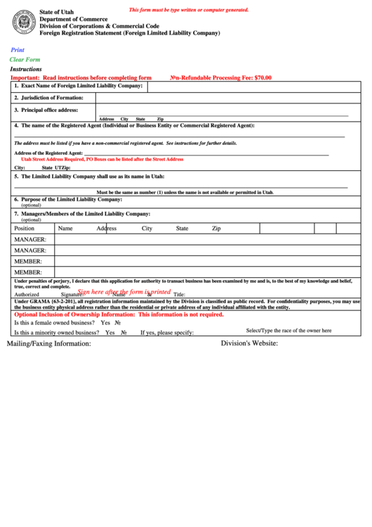Fillable Foreign Registration Statement Form Printable pdf