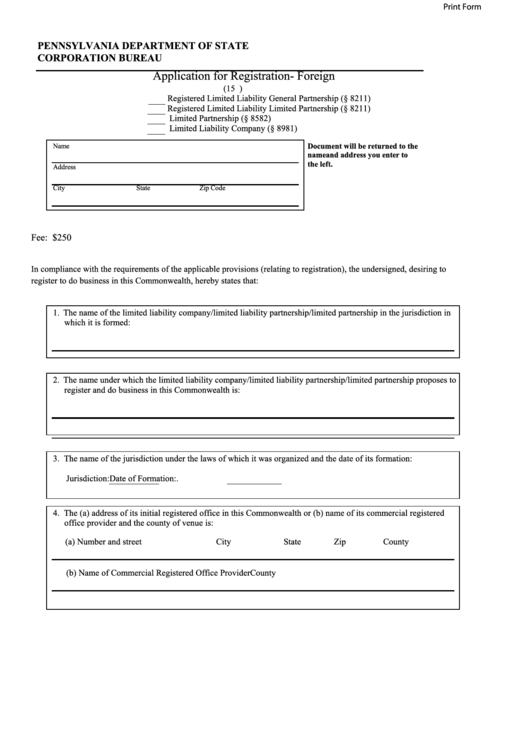 Fillable Application For Registration Printable pdf