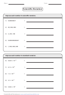 Expressing Numbers In Scientific Notation Worksheet With Answer Key Printable pdf