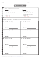 Scientific Notation Problems Worksheet With Answer Key Printable pdf