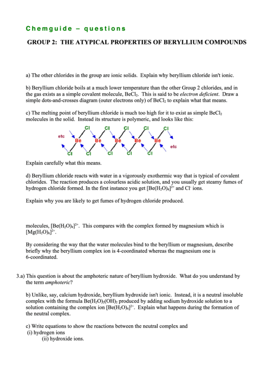 The Atypical Properties Of Beryllium Compounds Printable pdf