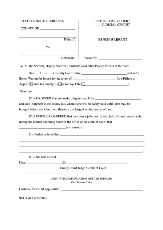 Civil Bench Warrant Form Fill Out And Sign Printable 7373
