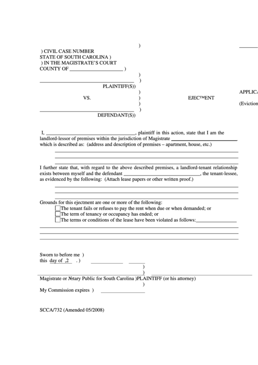 Application For Ejectment printable pdf download