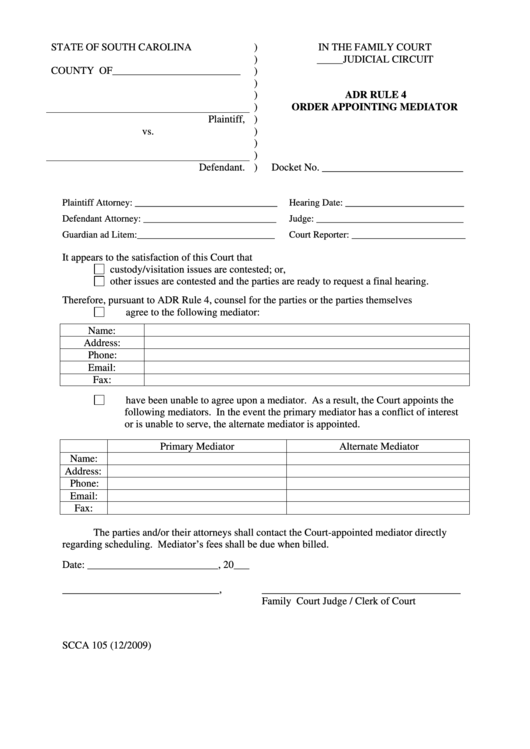Order Appointing Mediator Printable pdf