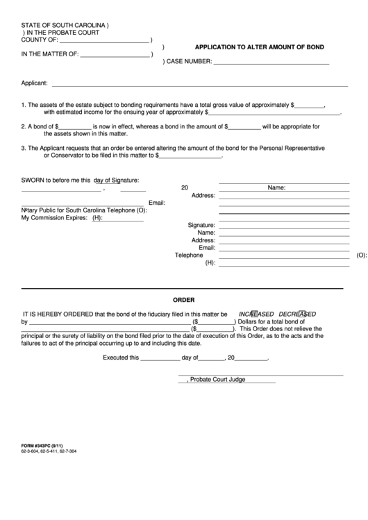 Application To Alter Amount Of Bond Printable pdf