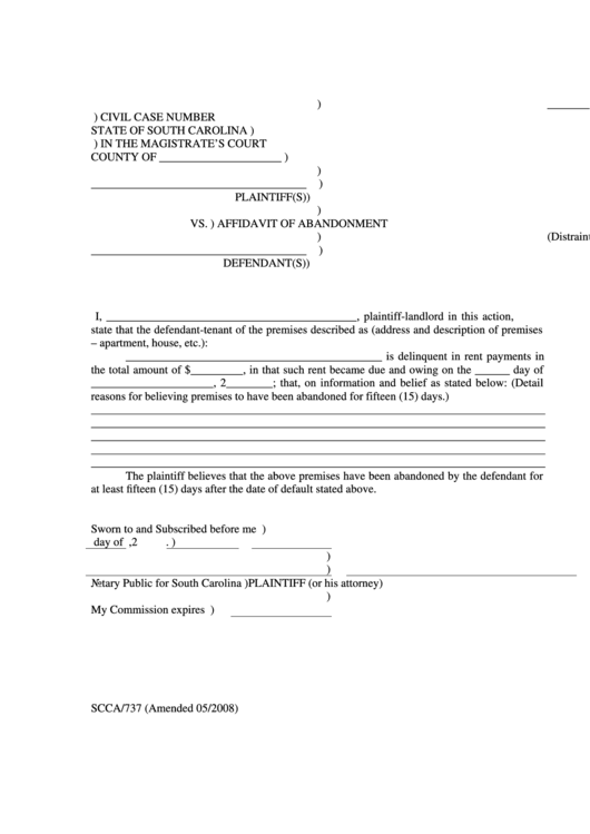 Affidavit Of Abandonment Printable pdf