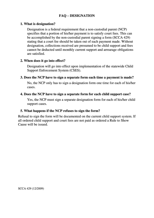 Designation Form For Court Costs Printable pdf