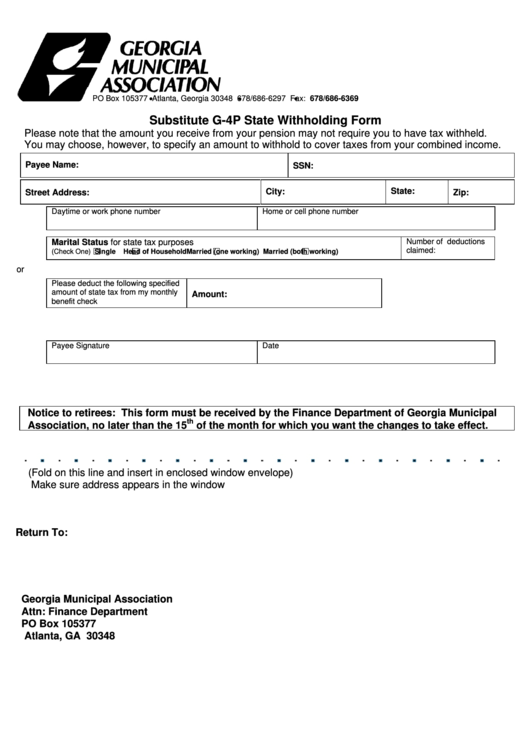 Substitute G-4p State Withholding Form Printable pdf