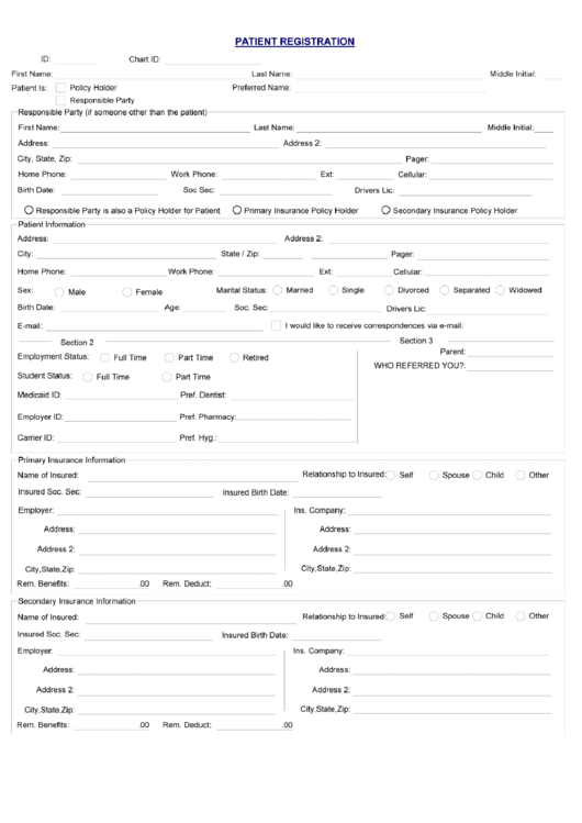 Patient Registration Form Printable Pdf Download