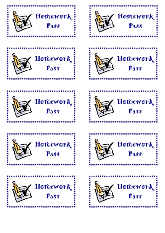 Homework Pass Printable pdf