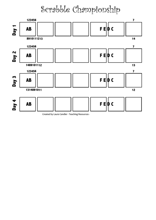Scrabble Championship Score Sheet Printable pdf