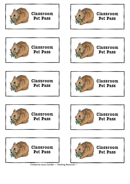 Classroom Pet Pass Printable pdf