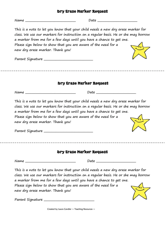 Dry Erase Marker Request Forms Printable pdf