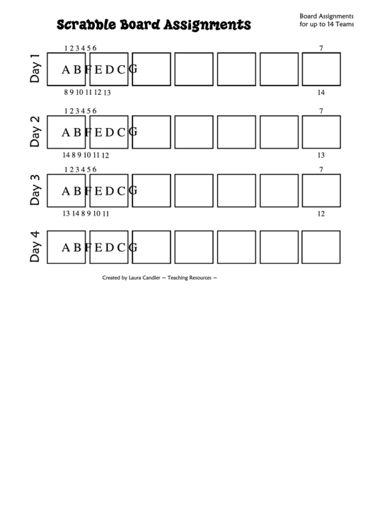 Scrabble Board Assignments Printable pdf